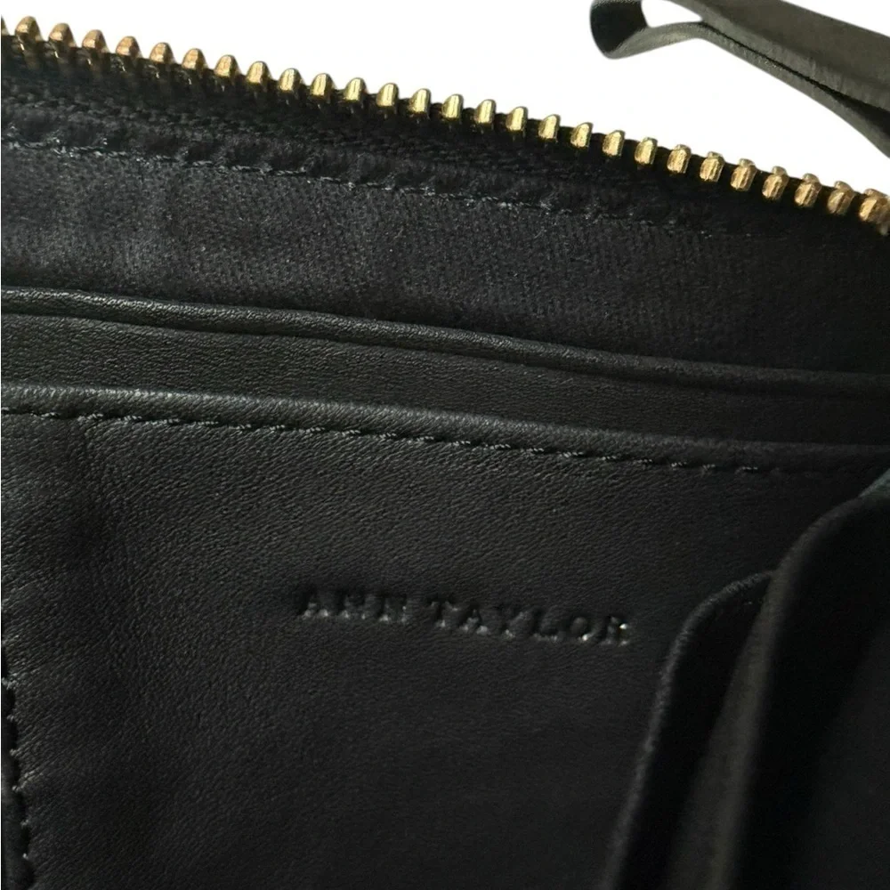 Ann Taylor Black Leather Elegant Wristlet Clutch  Bag